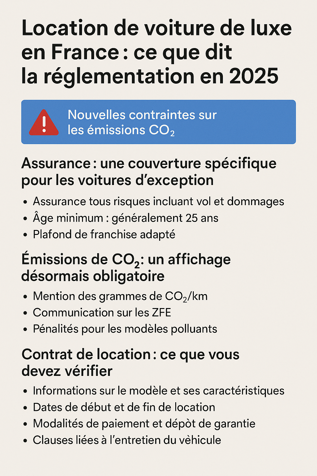 reglementation location voiture de luxe